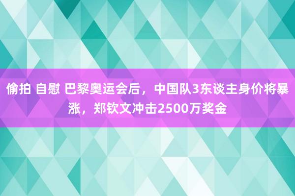 偷拍 自慰 巴黎奥运会后，中国队3东谈主身价将暴涨，郑钦文冲击2500万奖金