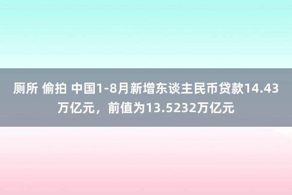 厕所 偷拍 中国1-8月新增东谈主民币贷款14.43万亿元，前值为13.5232万亿元