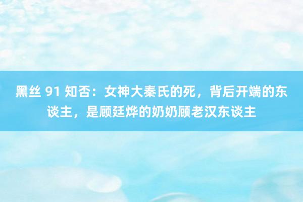 黑丝 91 知否：女神大秦氏的死，背后开端的东谈主，是顾廷烨的奶奶顾老汉东谈主