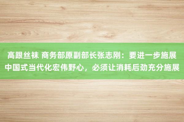 高跟丝袜 商务部原副部长张志刚：要进一步施展中国式当代化宏伟野心，必须让消耗后劲充分施展