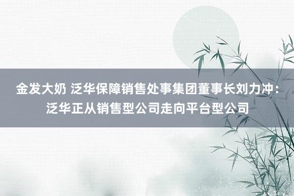 金发大奶 泛华保障销售处事集团董事长刘力冲：泛华正从销售型公司走向平台型公司