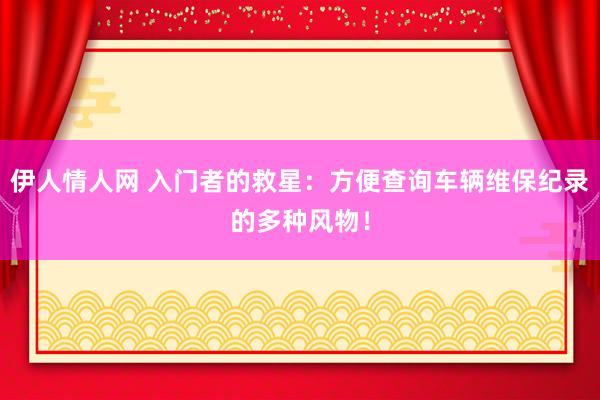 伊人情人网 入门者的救星：方便查询车辆维保纪录的多种风物！