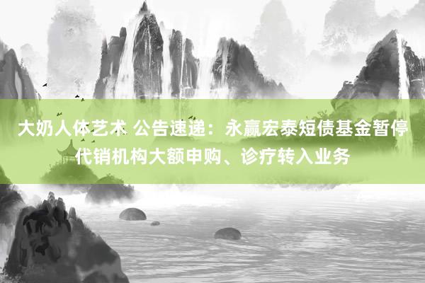 大奶人体艺术 公告速递：永赢宏泰短债基金暂停代销机构大额申购、诊疗转入业务