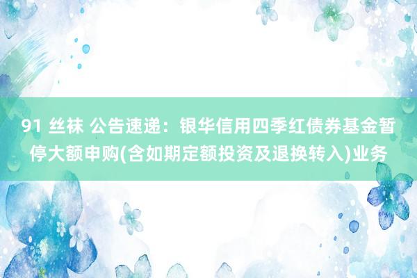 91 丝袜 公告速递：银华信用四季红债券基金暂停大额申购(含如期定额投资及退换转入)业务