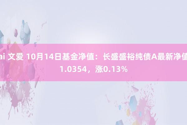 ai 文爱 10月14日基金净值：长盛盛裕纯债A最新净值1.0354，涨0.13%