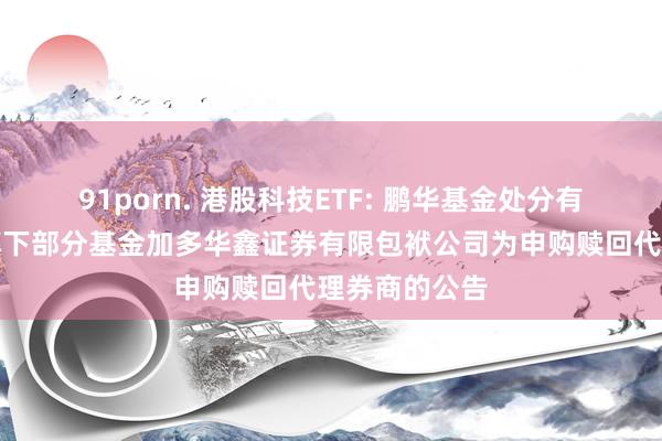 91porn. 港股科技ETF: 鹏华基金处分有限公司对于旗下部分基金加多华鑫证券有限包袱公司为申购赎回代理券商的公告