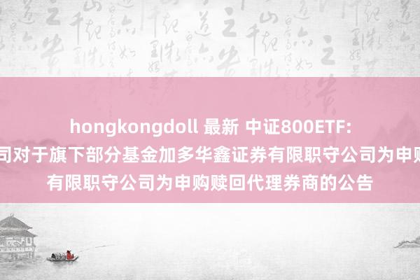 hongkongdoll 最新 中证800ETF: 鹏华基金处分有限公司对于旗下部分基金加多华鑫证券有限职守公司为申购赎回代理券商的公告