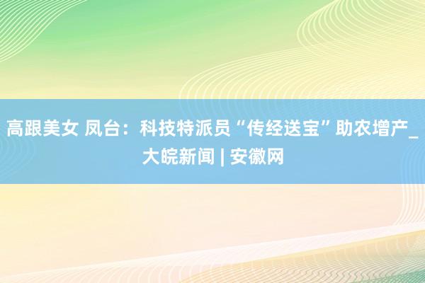 高跟美女 凤台：科技特派员“传经送宝”助农增产_大皖新闻 | 安徽网