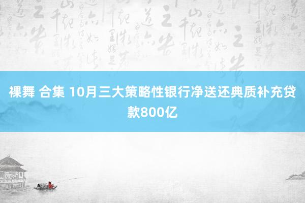 裸舞 合集 10月三大策略性银行净送还典质补充贷款800亿