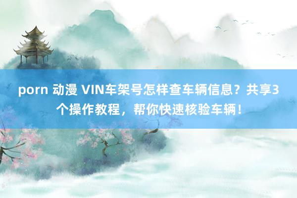 porn 动漫 VIN车架号怎样查车辆信息？共享3个操作教程，帮你快速核验车辆！