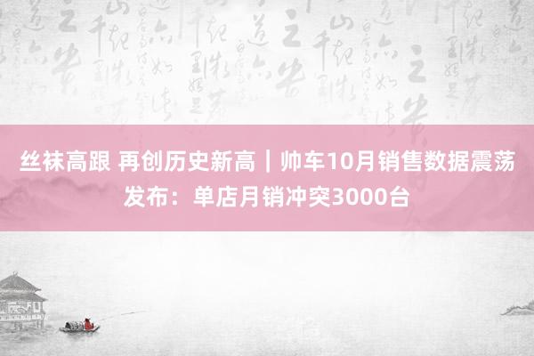 丝袜高跟 再创历史新高｜帅车10月销售数据震荡发布：单店月销冲突3000台