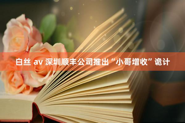 白丝 av 深圳顺丰公司推出“小哥增收”诡计