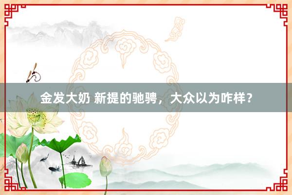 金发大奶 新提的驰骋，大众以为咋样？