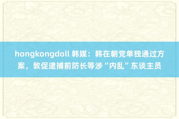 hongkongdoll 韩媒：韩在朝党单独通过方案，敦促逮捕前防长等涉“内乱”东谈主员