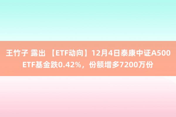 王竹子 露出 【ETF动向】12月4日泰康中证A500ETF基金跌0.42%，份额增多7200万份