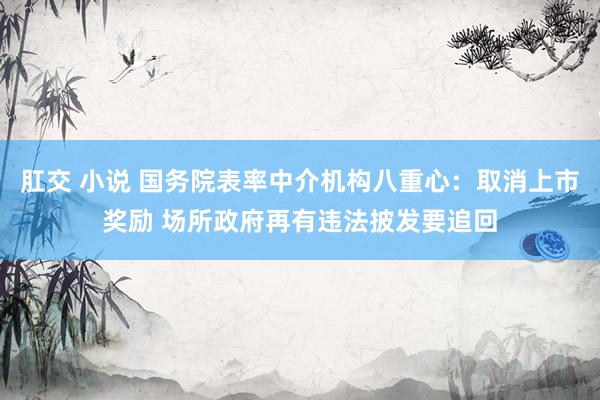 肛交 小说 国务院表率中介机构八重心：取消上市奖励 场所政府再有违法披发要追回